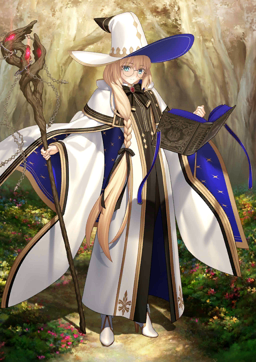 拿着魔杖和魔法书的女