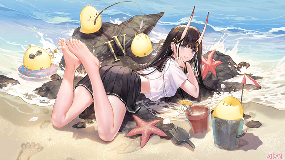 海滩上的少女