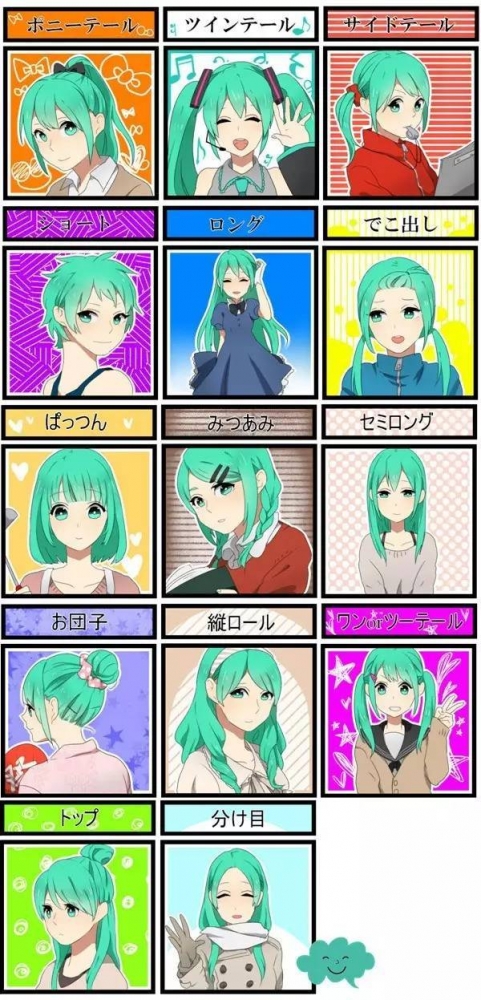 不同发型的miku