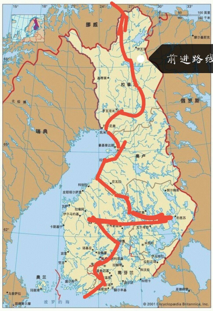 于文兰地区，前进路线