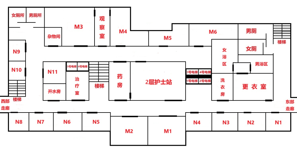 未知病院2楼地图