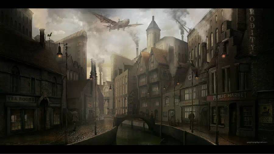 飞艇驶过的街道