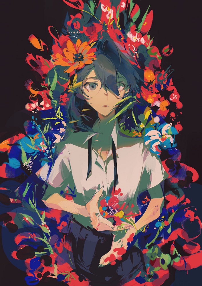 身处花丛的少女非配图