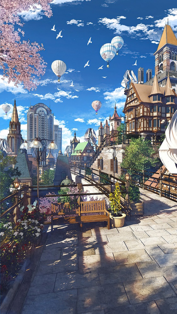 白天的城镇风貌配图