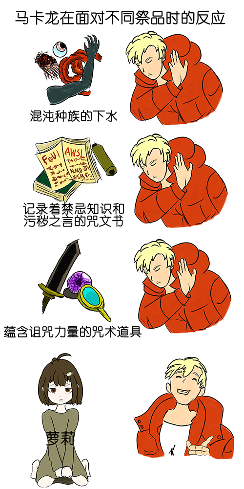 马卡龙对祭品的反应