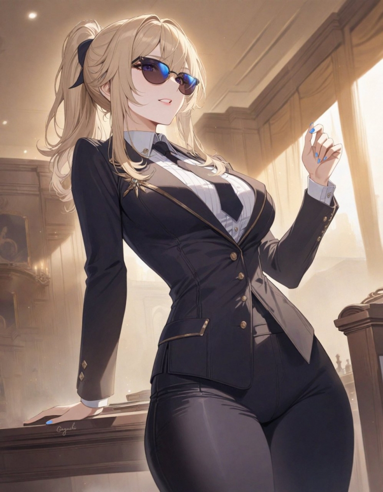 琴，但是西装墨镜