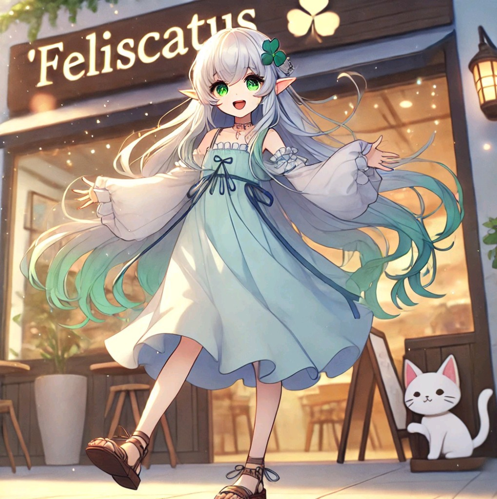 纳西妲站在猫咖外