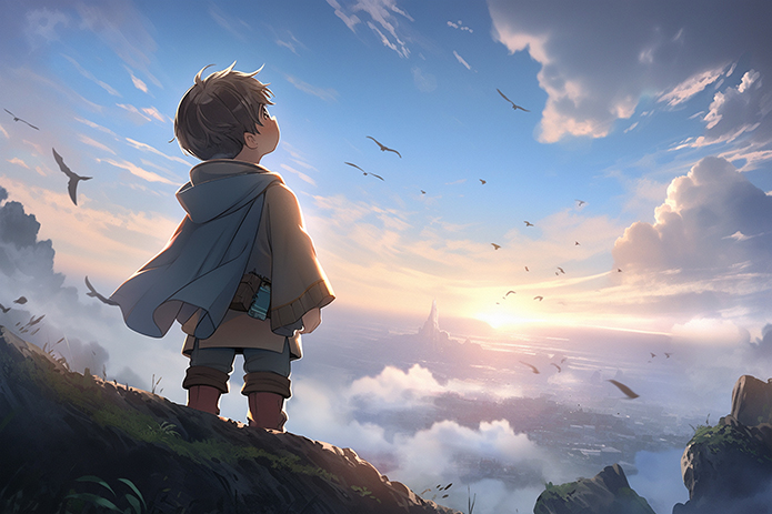 仰望天空的少年