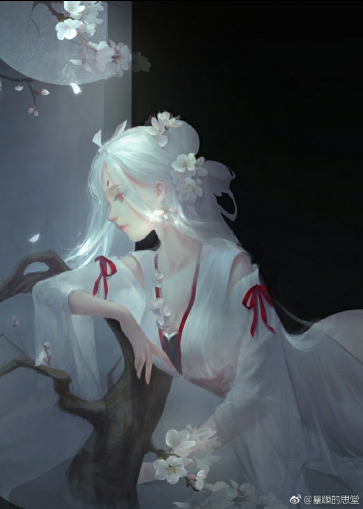 红白相间道袍妖然