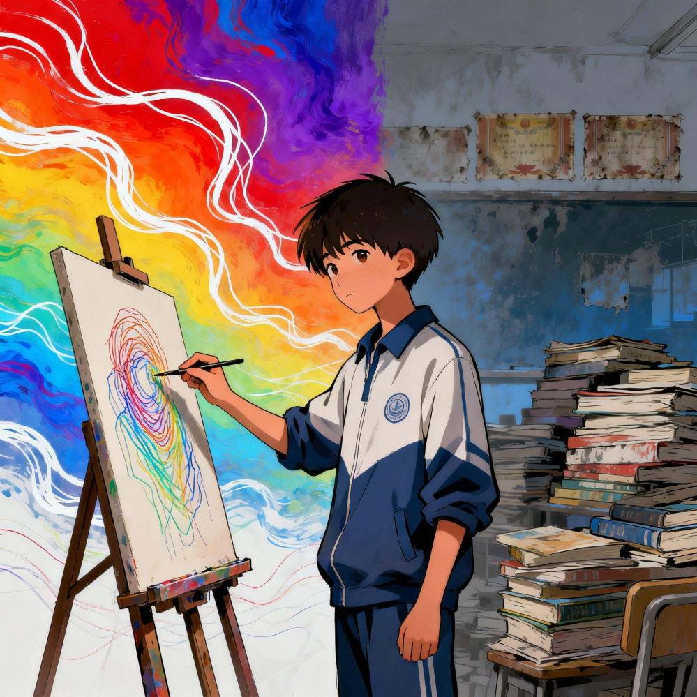 年少的马小良绘画中