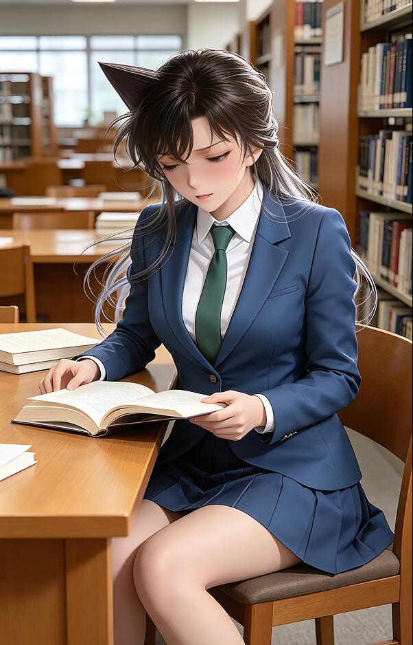 安静看书的少女