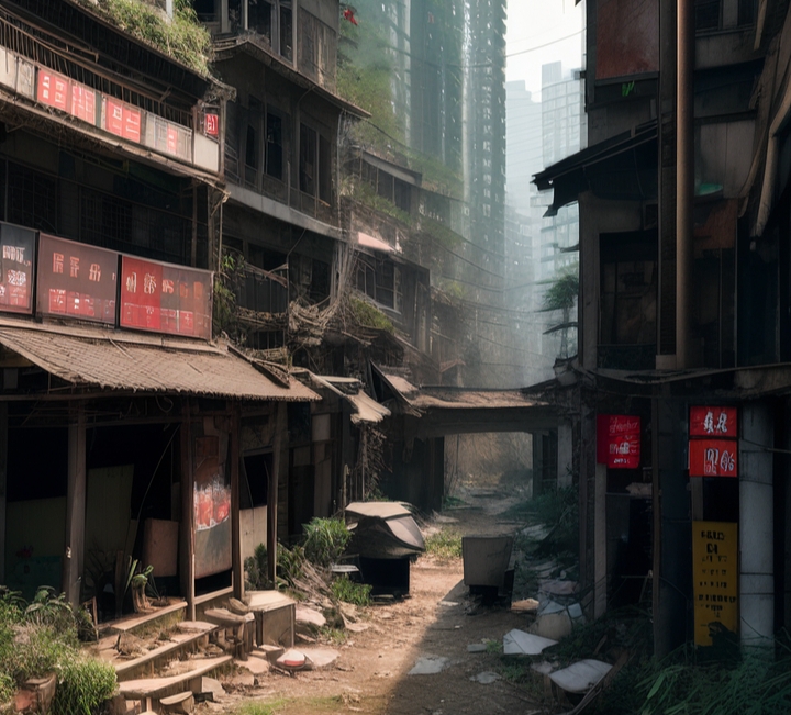 两人看到的山城市街道