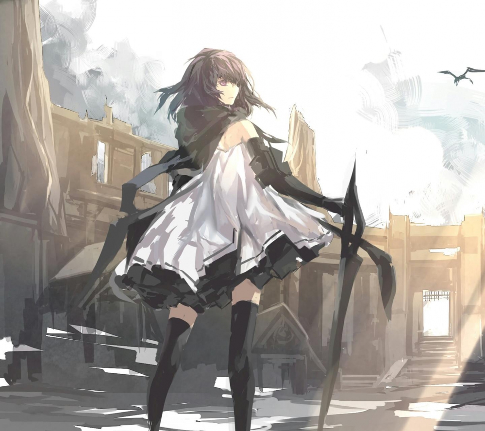 黑发紫瞳的少女