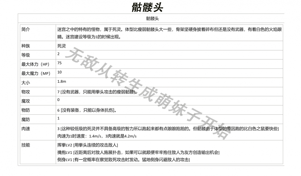 骷髅头属性图鉴
