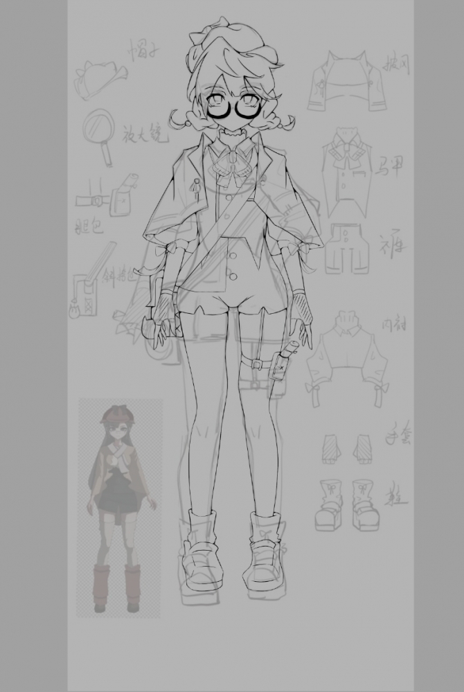 草稿勾线加卡线