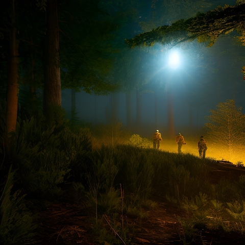 林间赶路的士兵